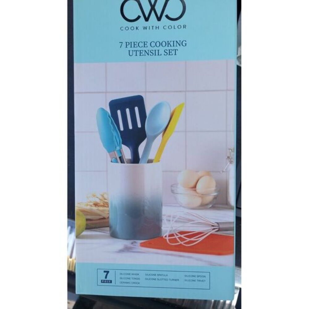 Kitchen &Dining Silicone Cooking Utensil‎ Set With Plastic Holder Temp Resistant